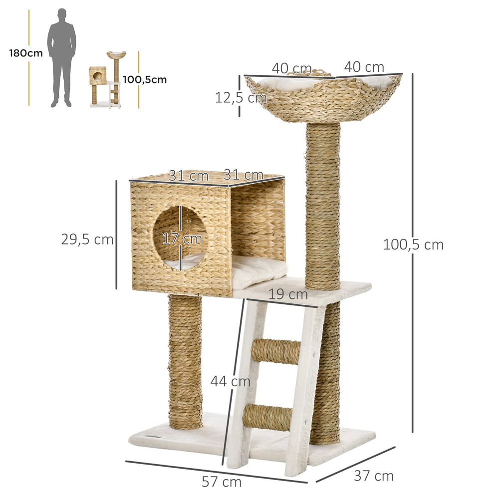Arbre à chat style cosy chic griffoirs quenouille beige - 57l x 37l x 100,5h cm