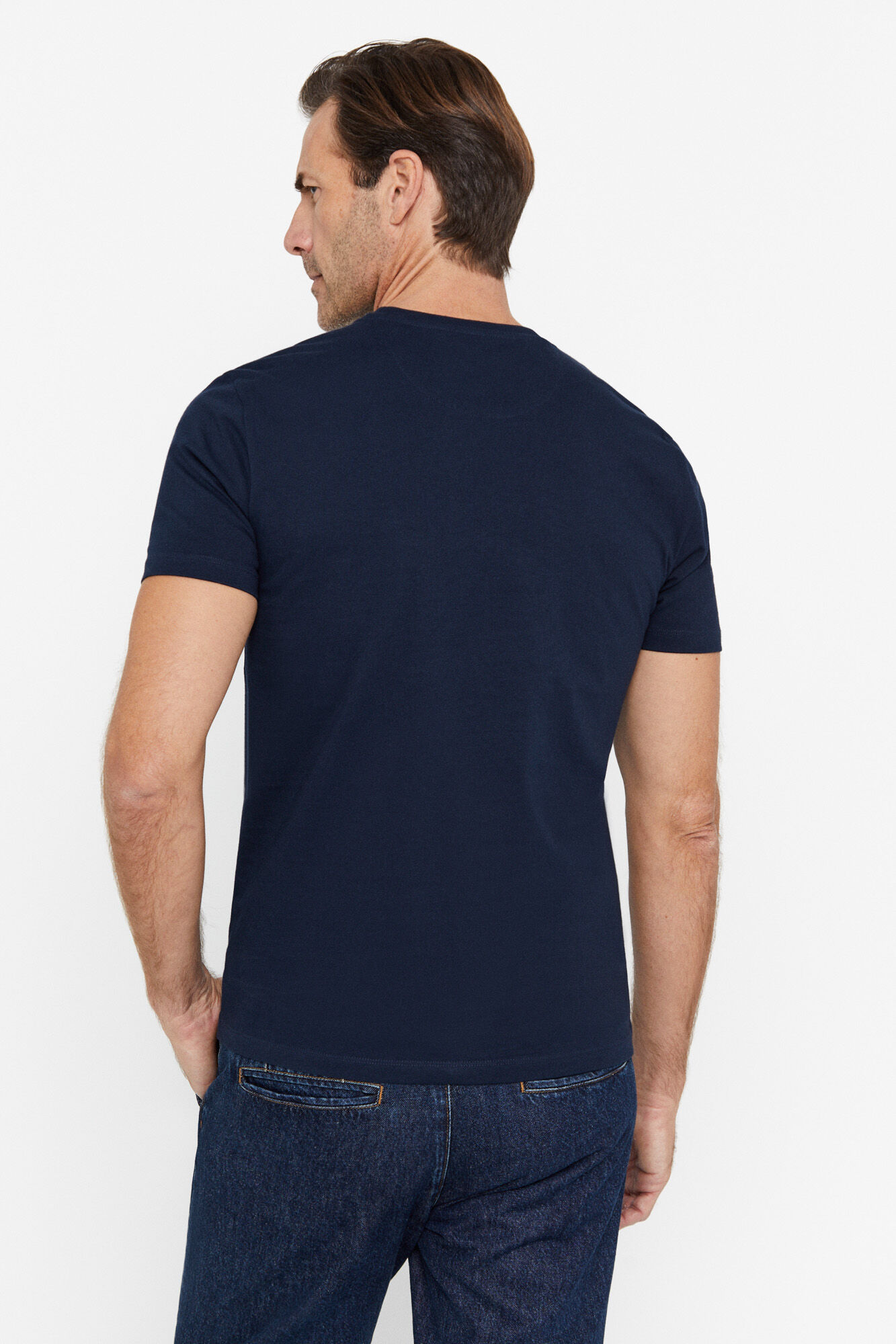 Camiseta básica com bolso - Azul marinho
