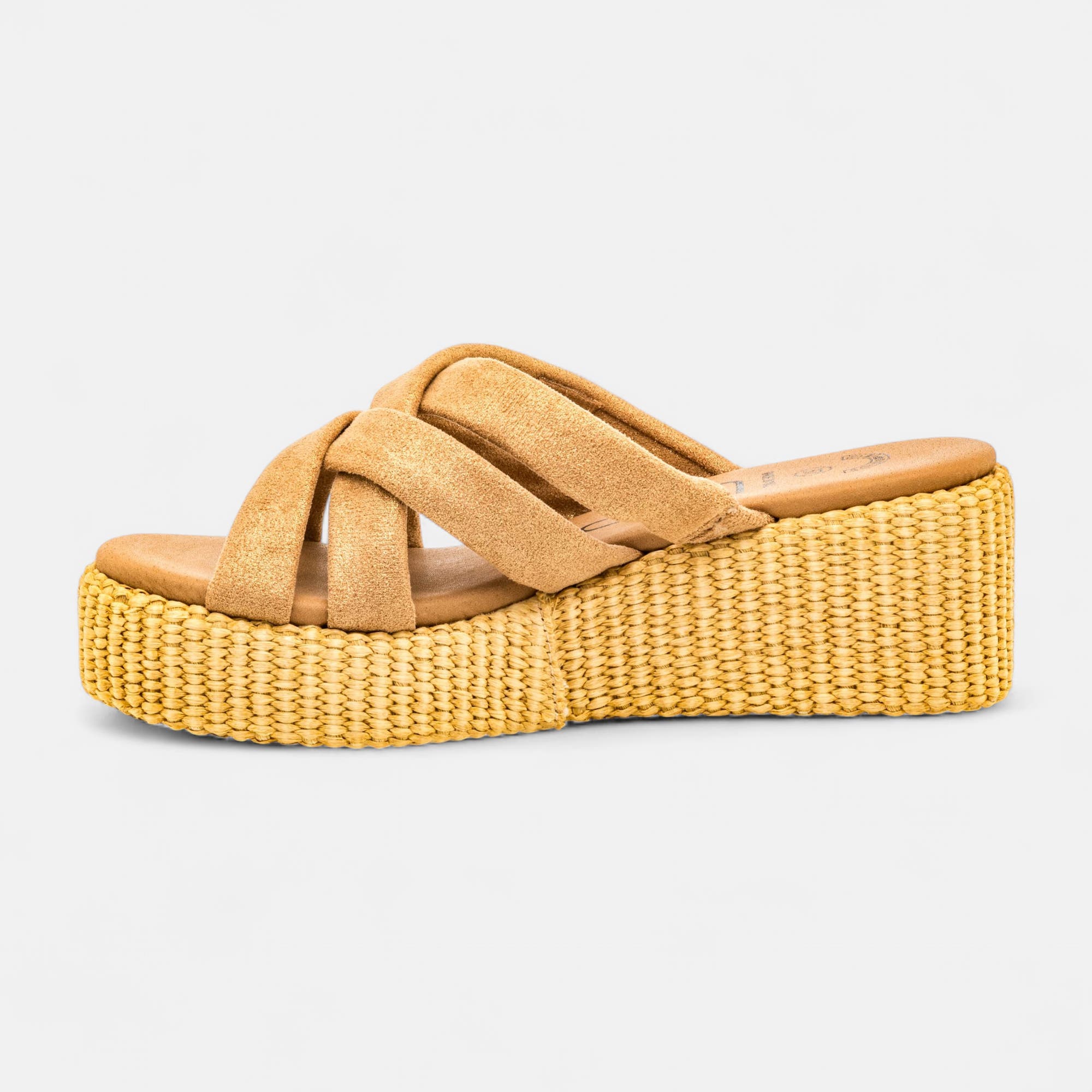 Mules à talon compensé Femme taupe