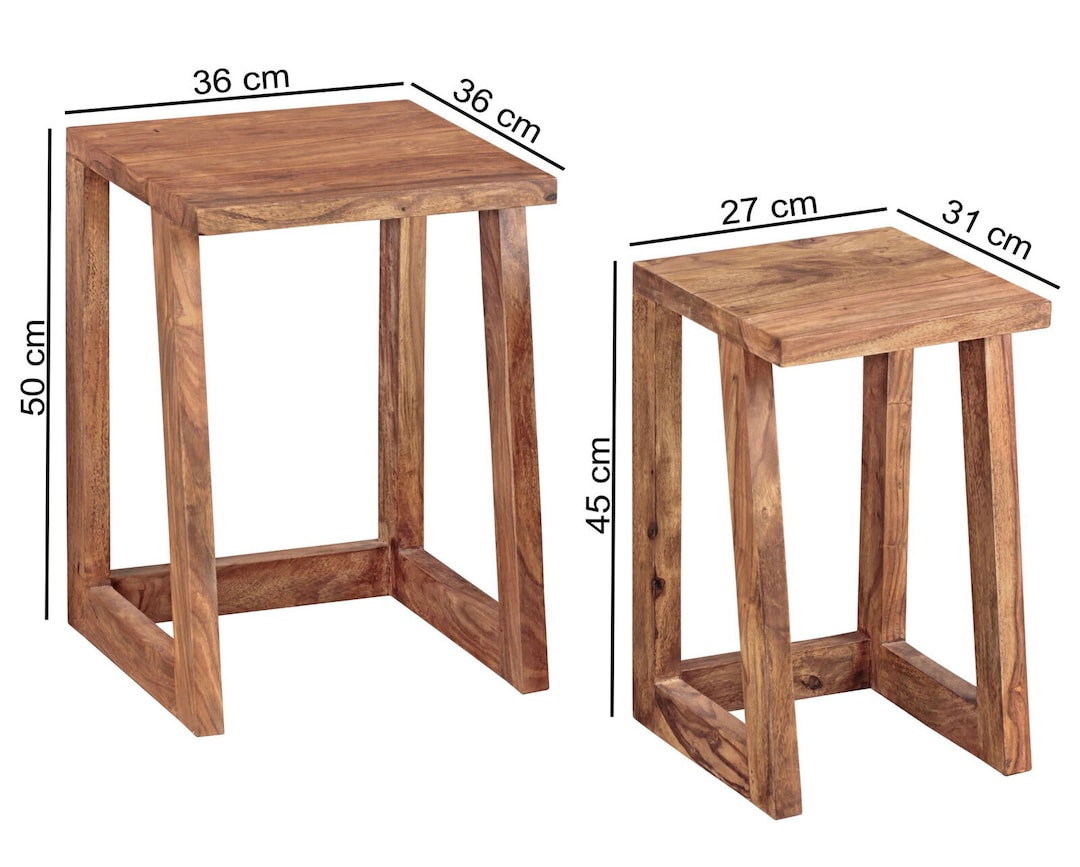 Beistelltische Bacoor 2er-Set Massivholz braun