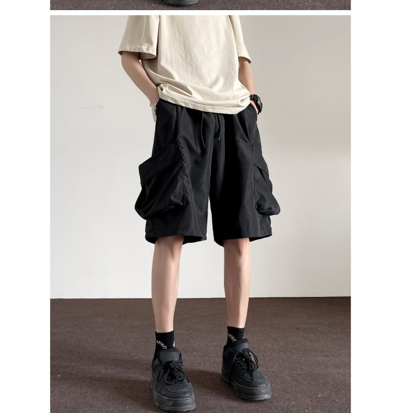 emeisa - Effen cargoshorts met trekkoordtaille