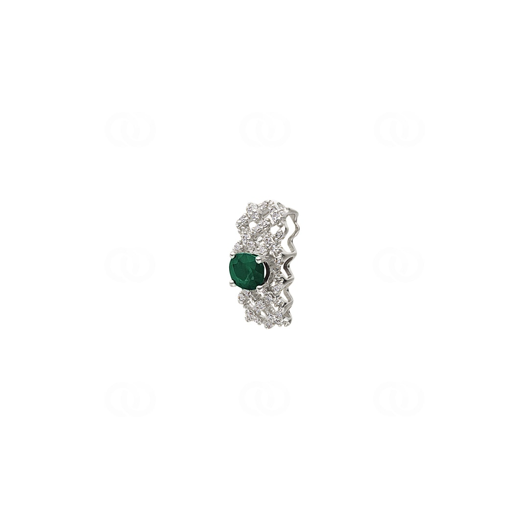 Anhänger 750/18 K Weissgold mit Smaragd & Diamanten 0.08 ct H/si
