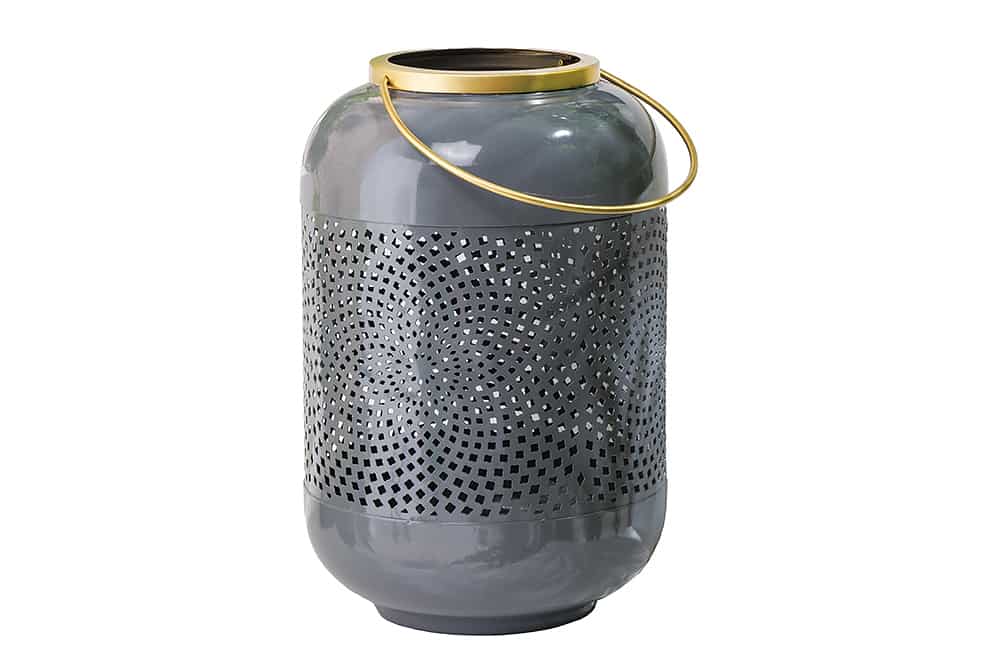Deko Windlicht CANDLELIGHT 30cm grau Metall handmade Laterne