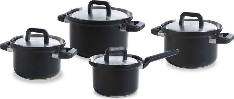 BK - Flow Cool Black - Kookpannenset - 4 Delig - RVS - Veilig Afgietsysteem