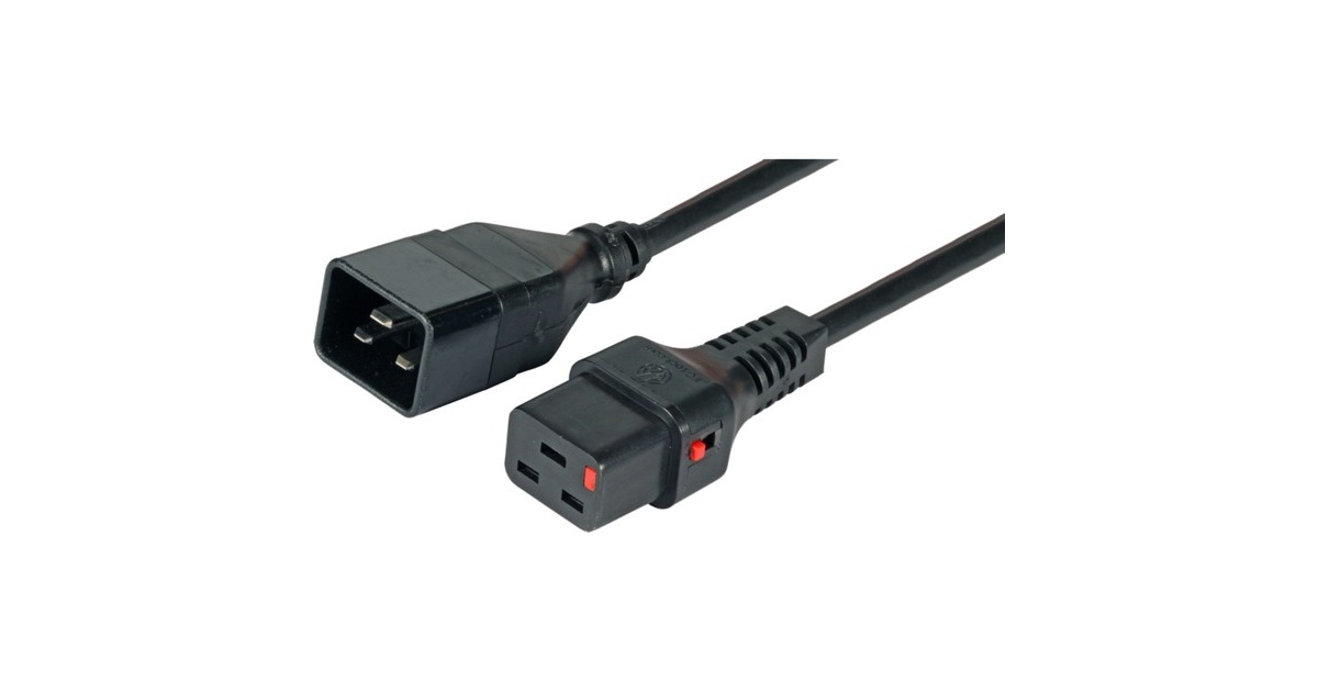 Voedingskabel C19-C20 IEC Lock  (Zwart, 2 meter)