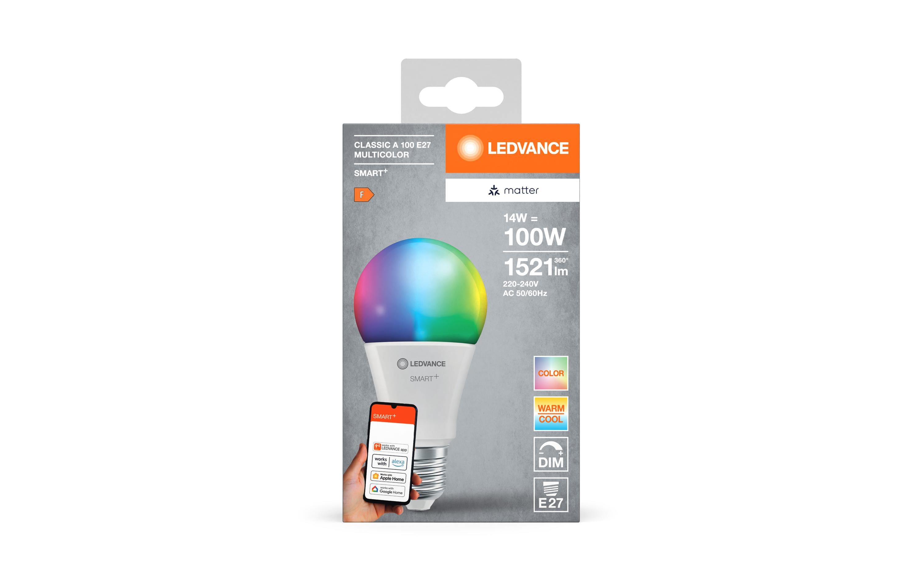 SMART+ Matter Classic A100 Multicolor 14W 827-865 E27Klassische Kolbenform mit Matter technologie