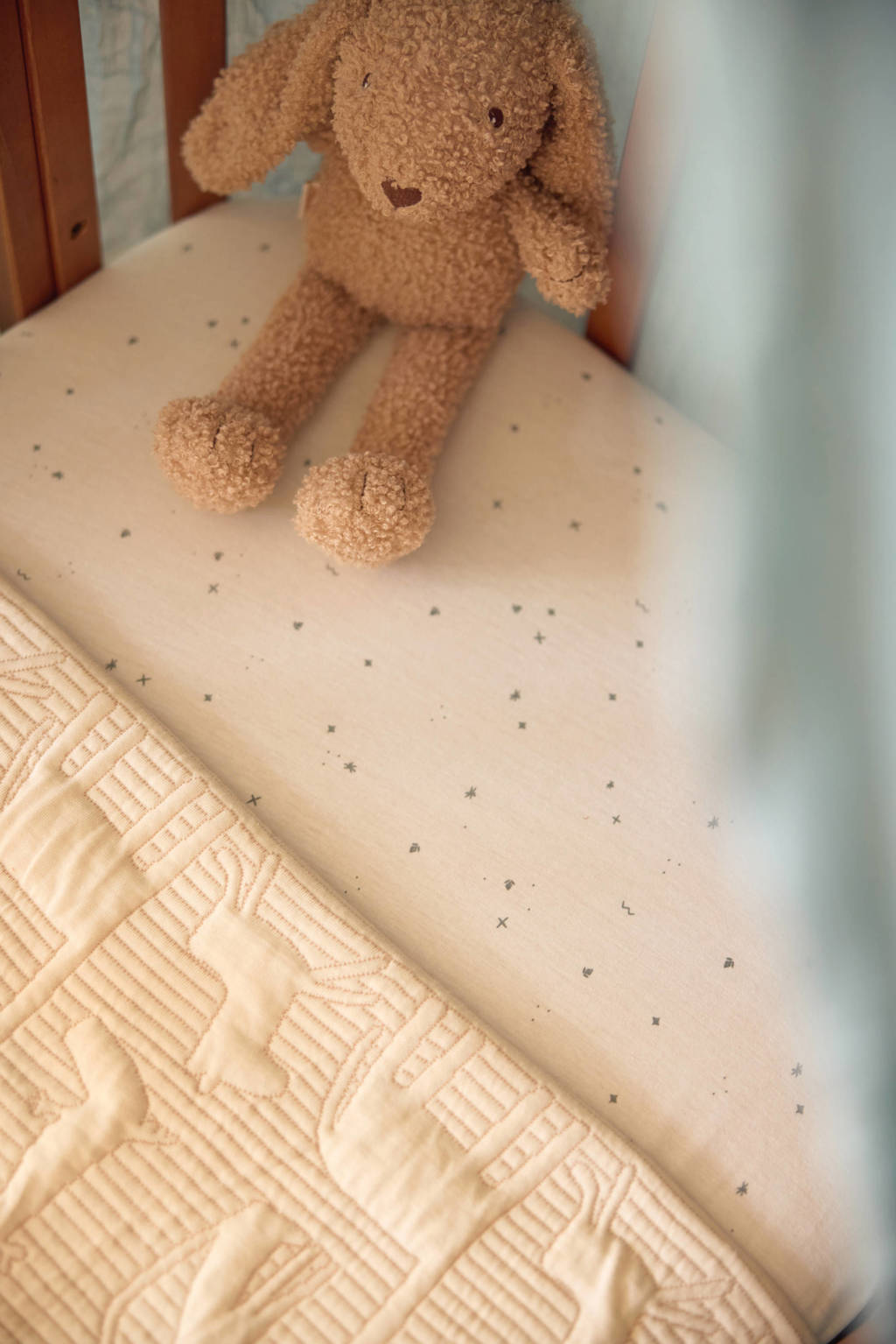 jersey ledikant hoeslaken Twinkling - Sea Green (140x70 cm)