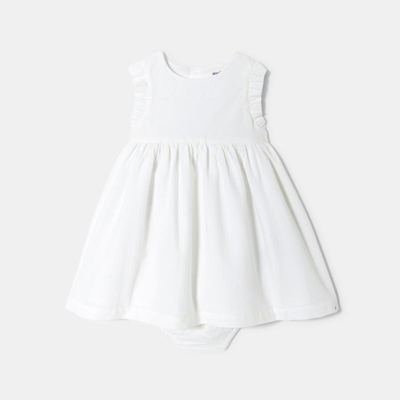 Robe de cérémonie coton ottoman blanc bébé fille Blanc