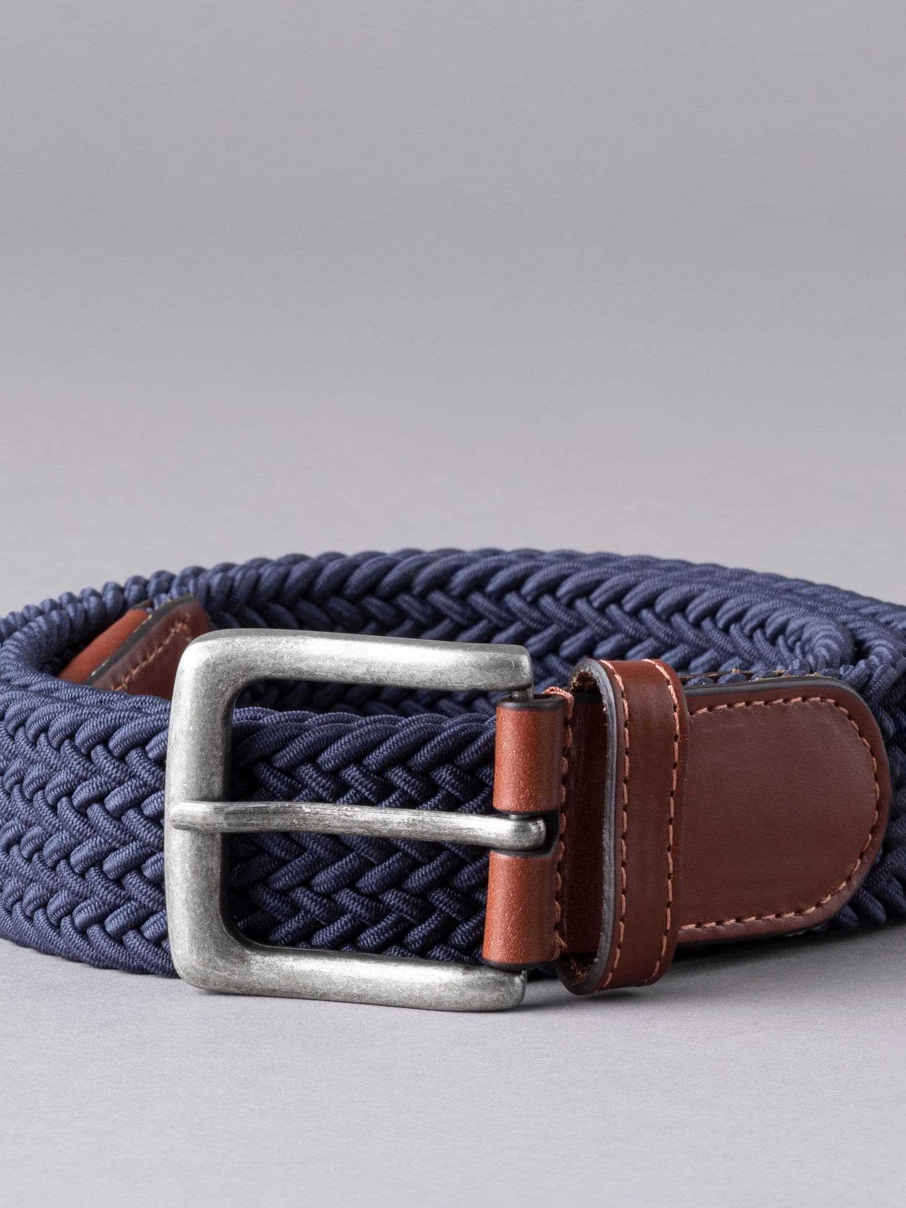 Marineblauw - Lakeland leren Greythwaite gevochten riem