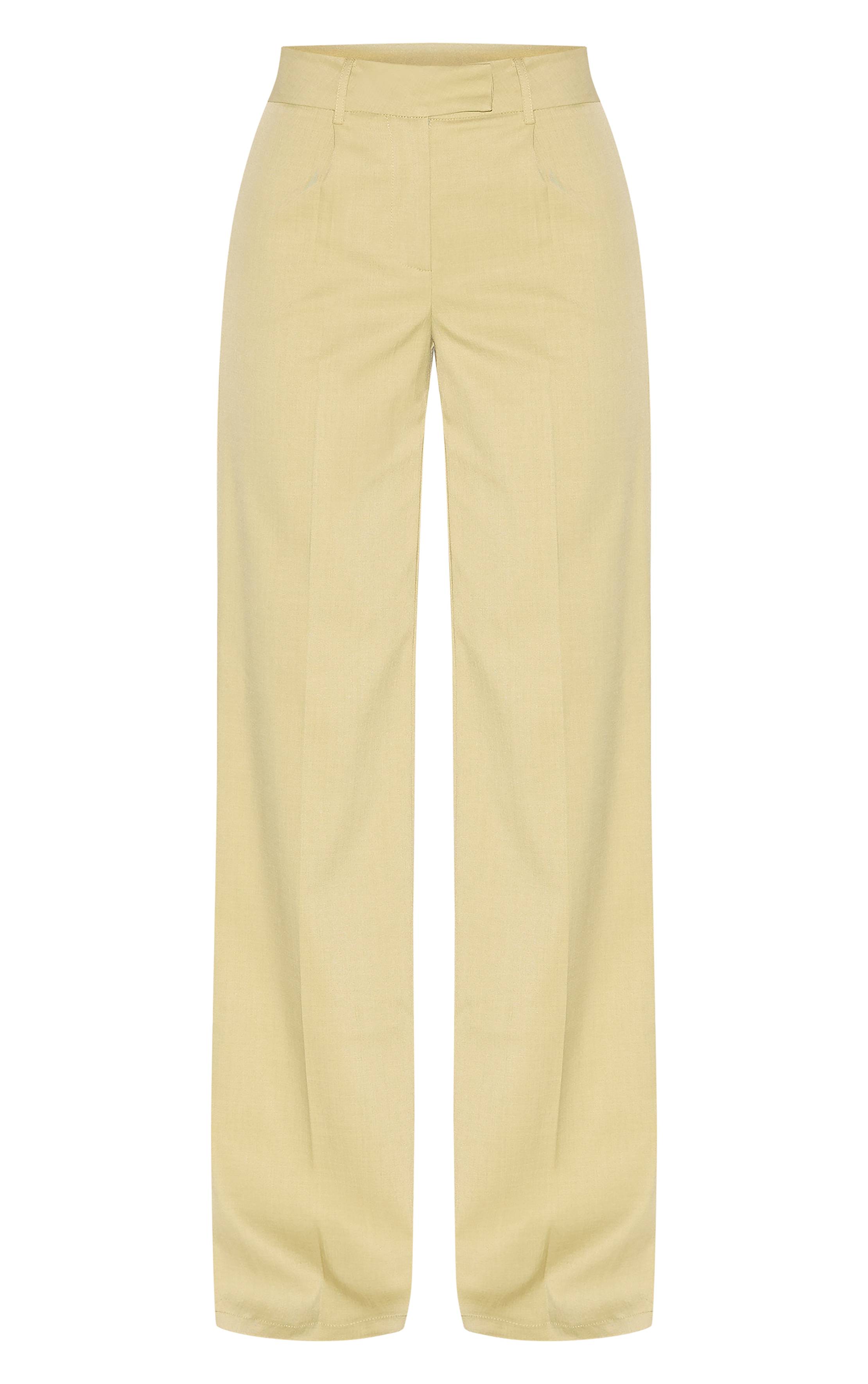 Gris Argile Pantalon Droit Taille Mi-haute Coupe Ajustée Tall