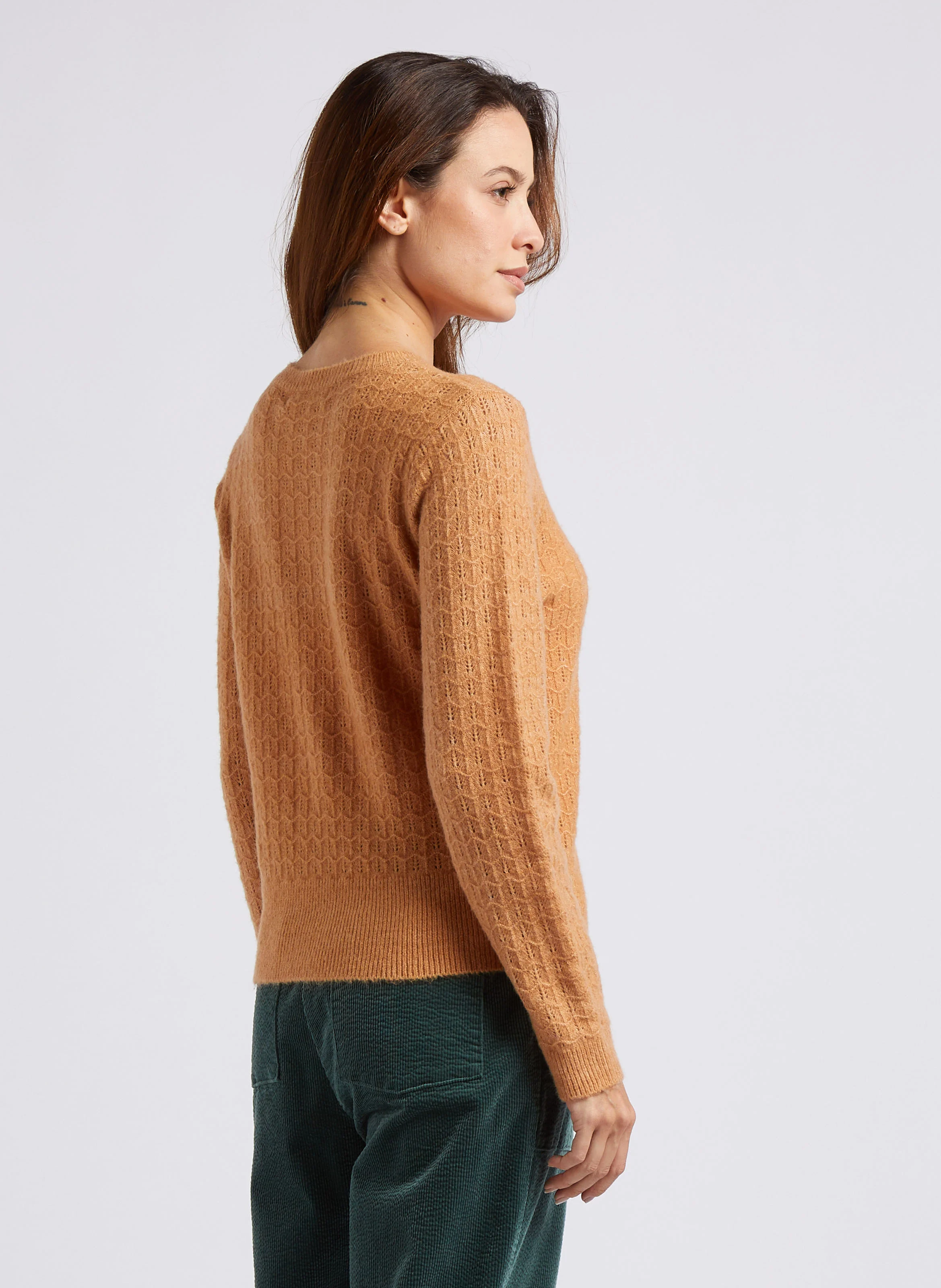 Pull droit à col rond | Beige