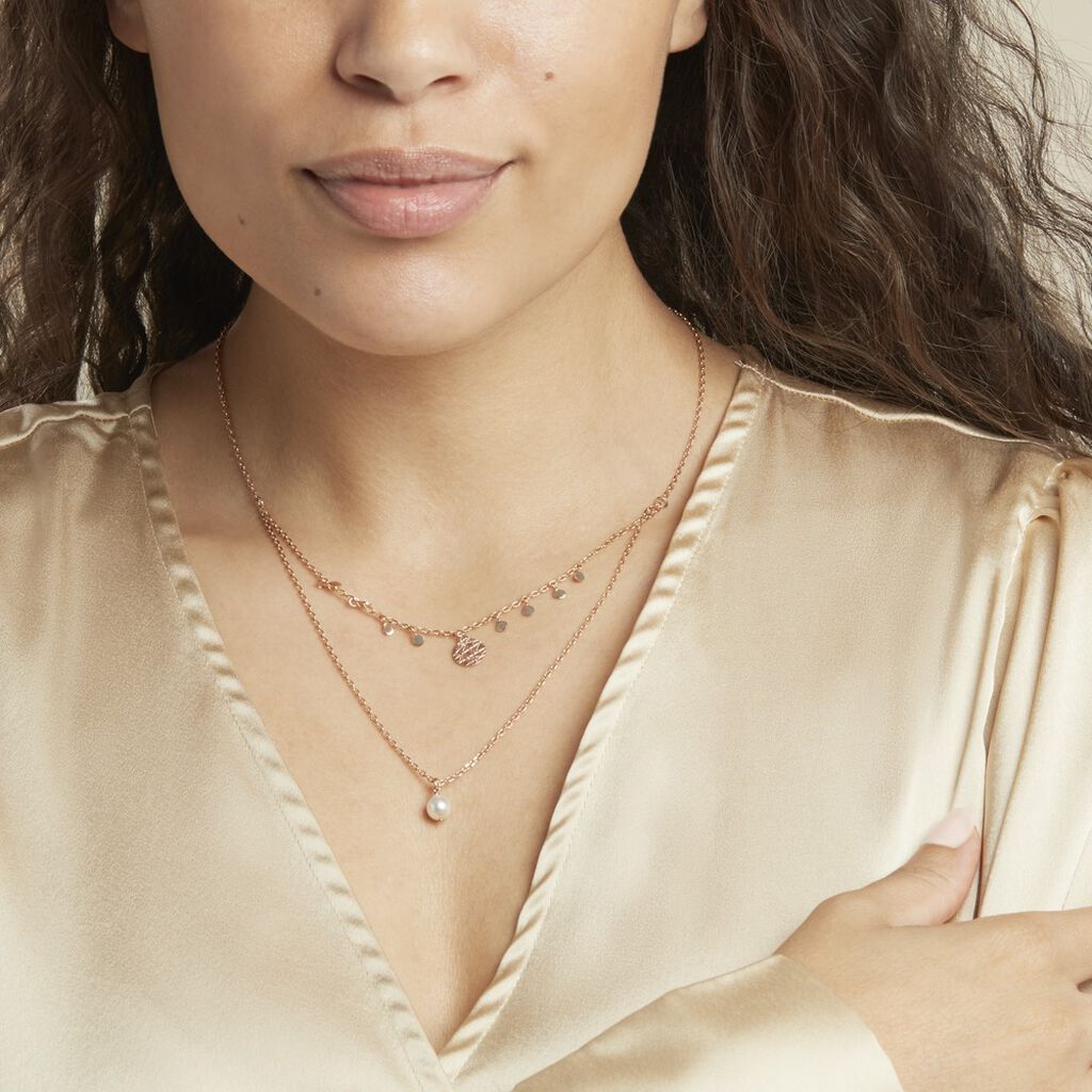 Collier Plaqué Or Jaune Aglaya Perle D'imitation