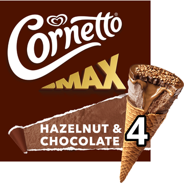 Cornetto Ijshoorntje Max Hazelnoot & Chocolade 4 x 90 ml