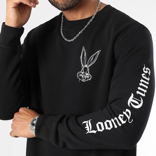 Sweat Crewneck Sleeves Angry Bugs Bunny Noir
