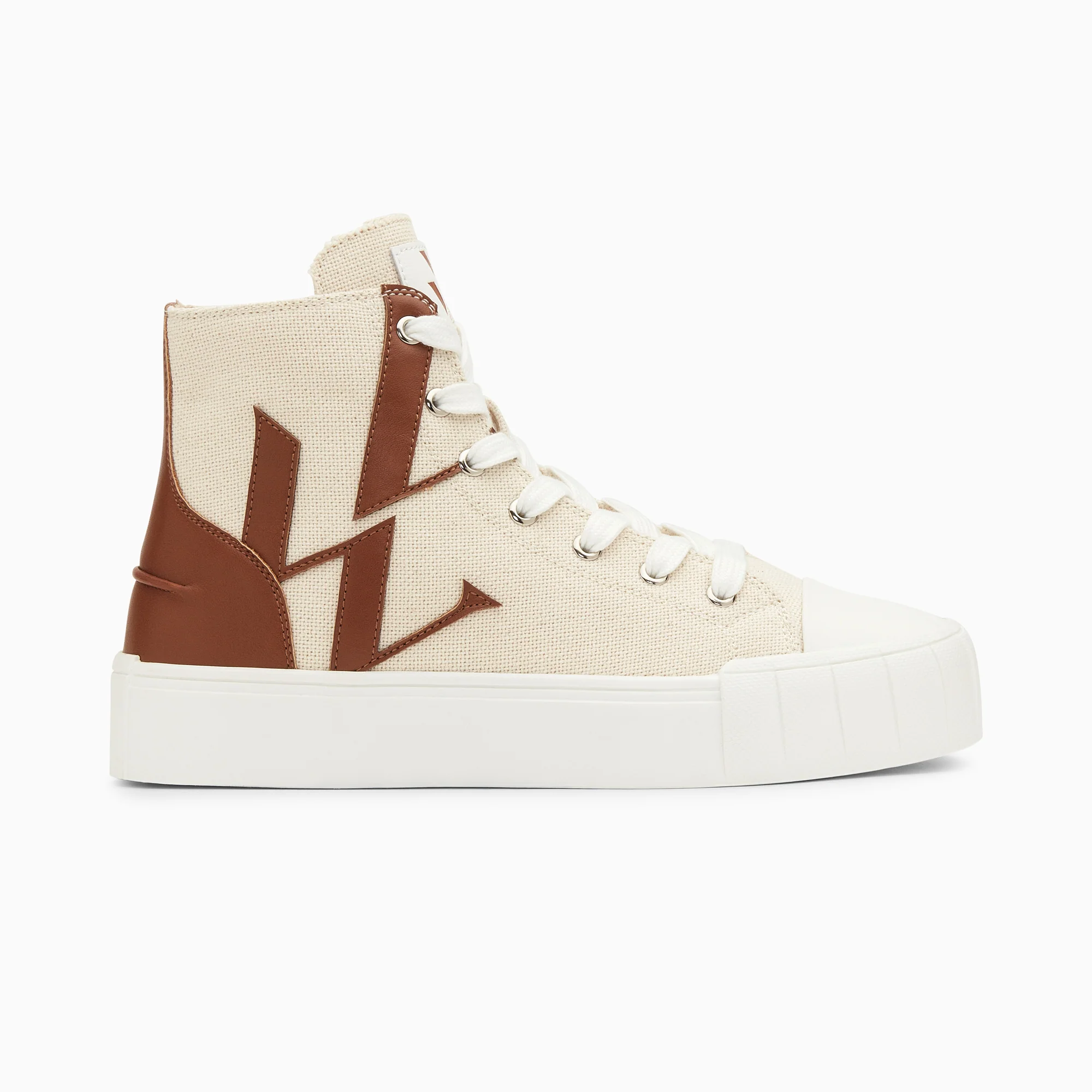 Sneakers-Baskets monogramme Pina montantes beige et camel