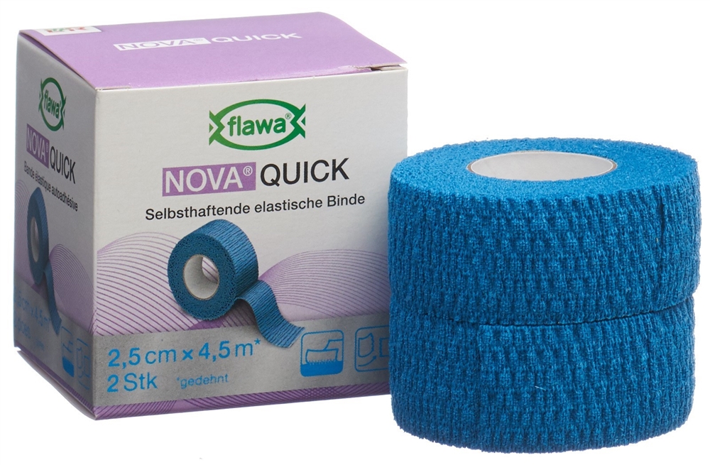 FLAWA Quick kohäsive Reissbinde 2.5cmx4.5m blau 2 Stk