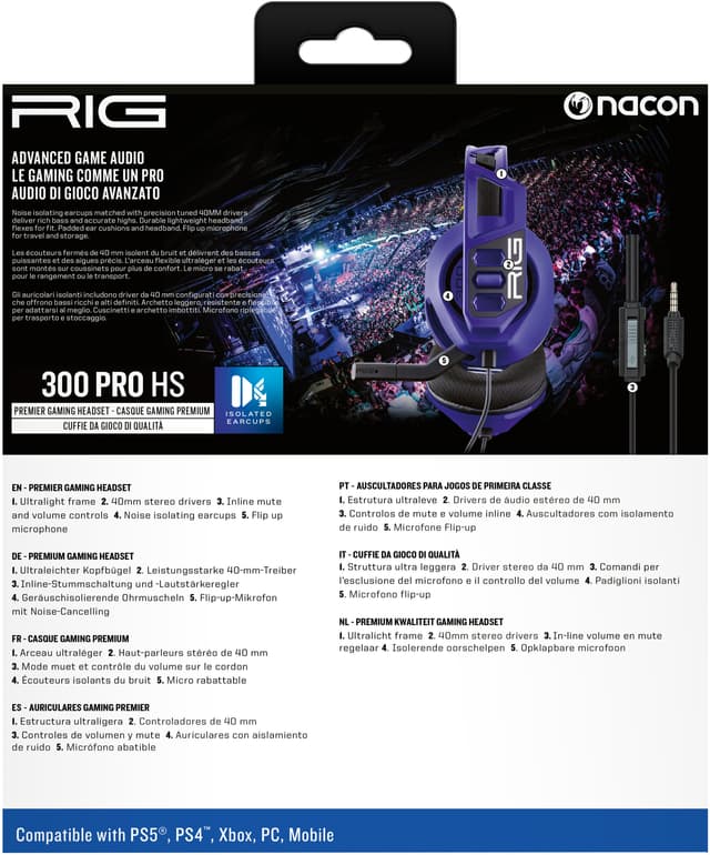 Rig 300 PRO HS gaming høretelefoner til PlayStation (lilla)
