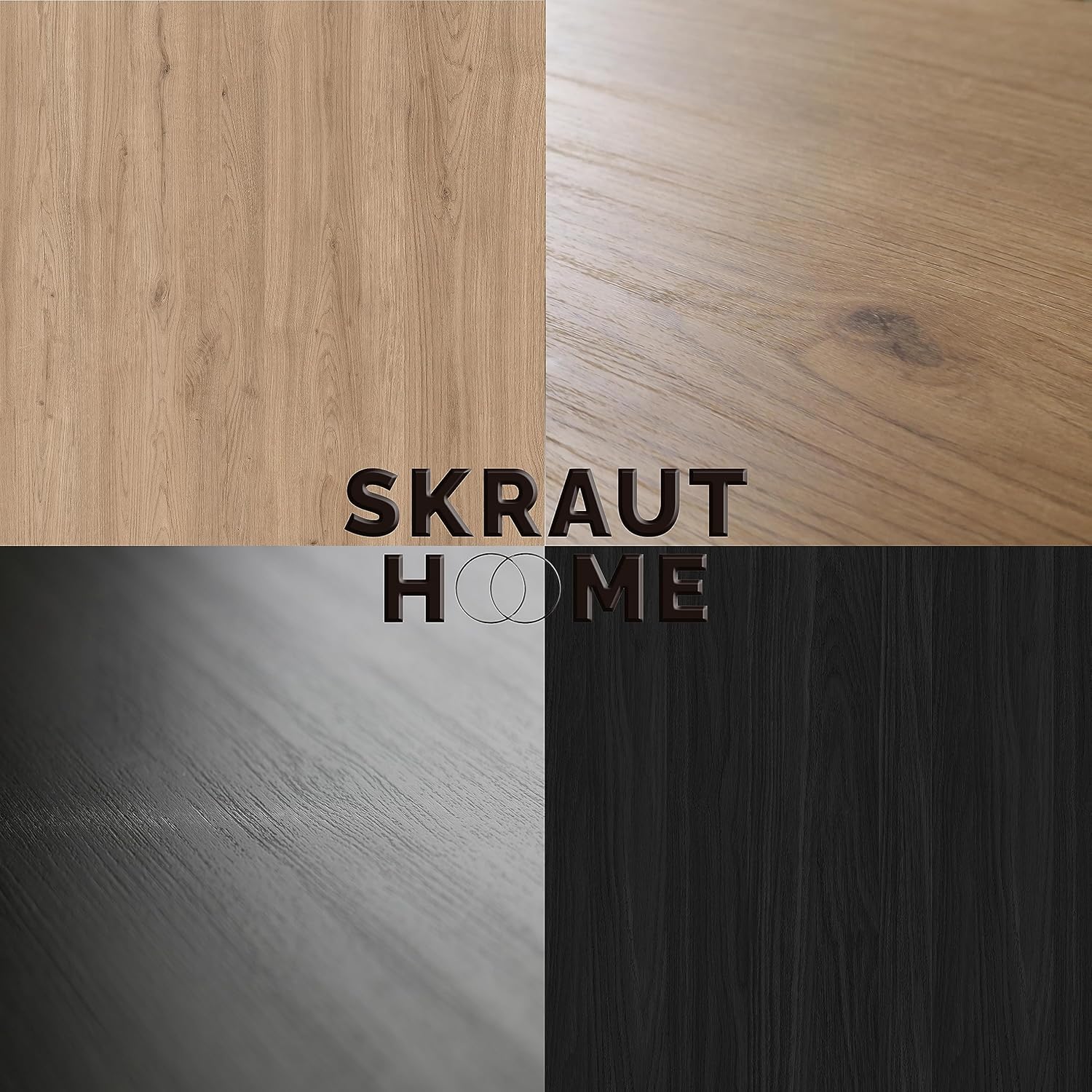 Skraut Home | Sideboard, Highboard | Kommode, Komodenschrank | 200x75x35cm | 4 Türen | Wohnzimmer, Küche | Moderner Stil | Eiche Schwarz