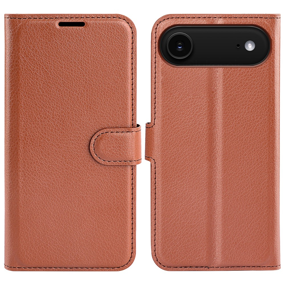iPhone Air Leder Tasche Flip Cover Litchi Look - Braun