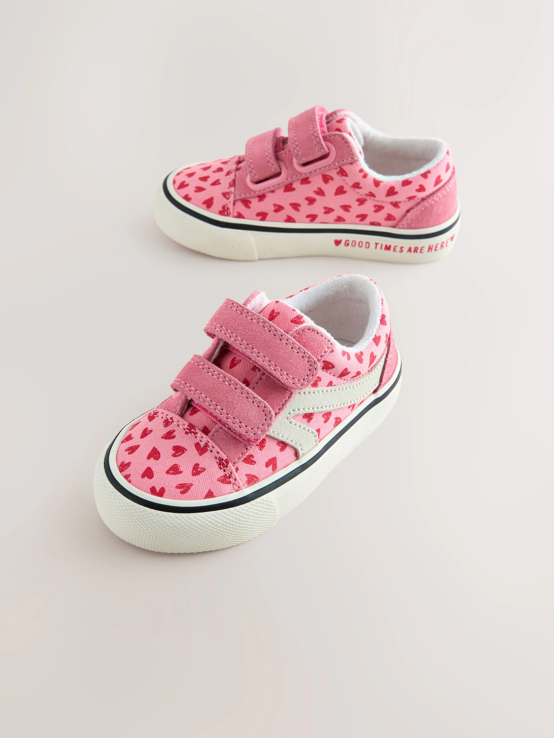 Roze met hartjesprint - Sneakers met klittenbandsluiting
