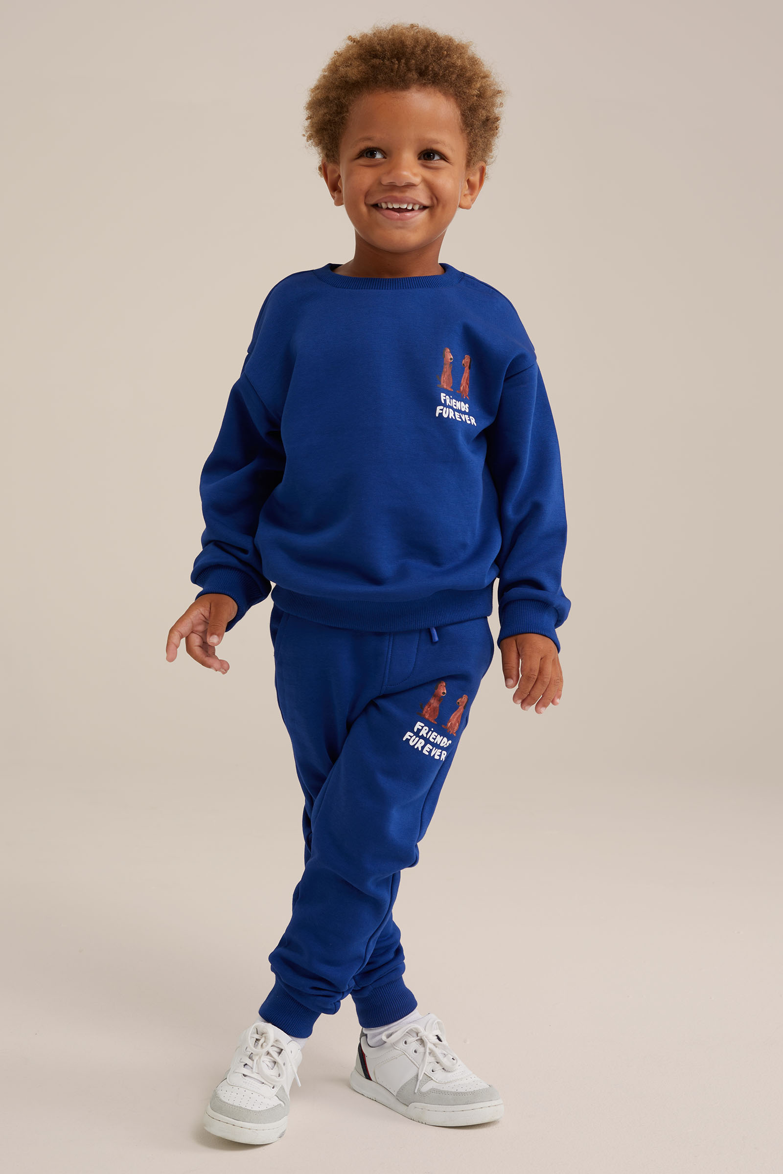 Jongens sweater met opdruk WE Fashion Kobaltblauw