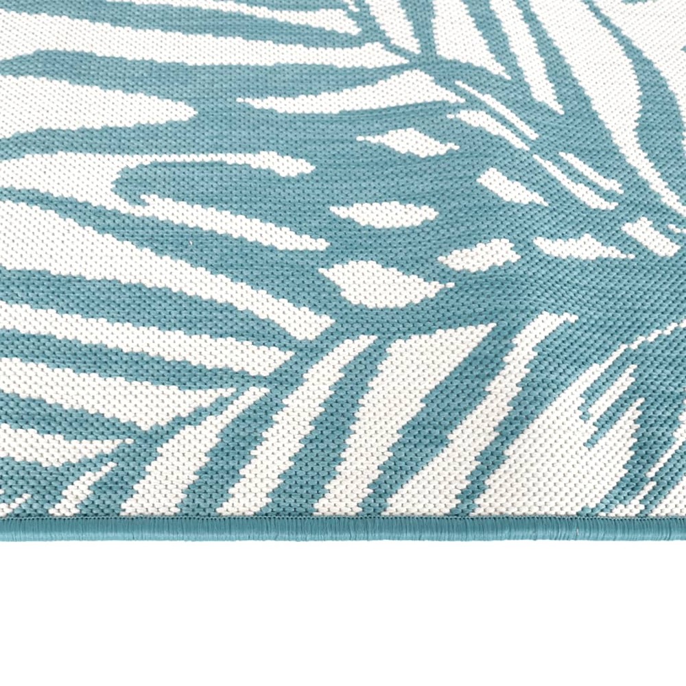 Tapis d'extérieur aqua et blanc 80x250 cm design réversible