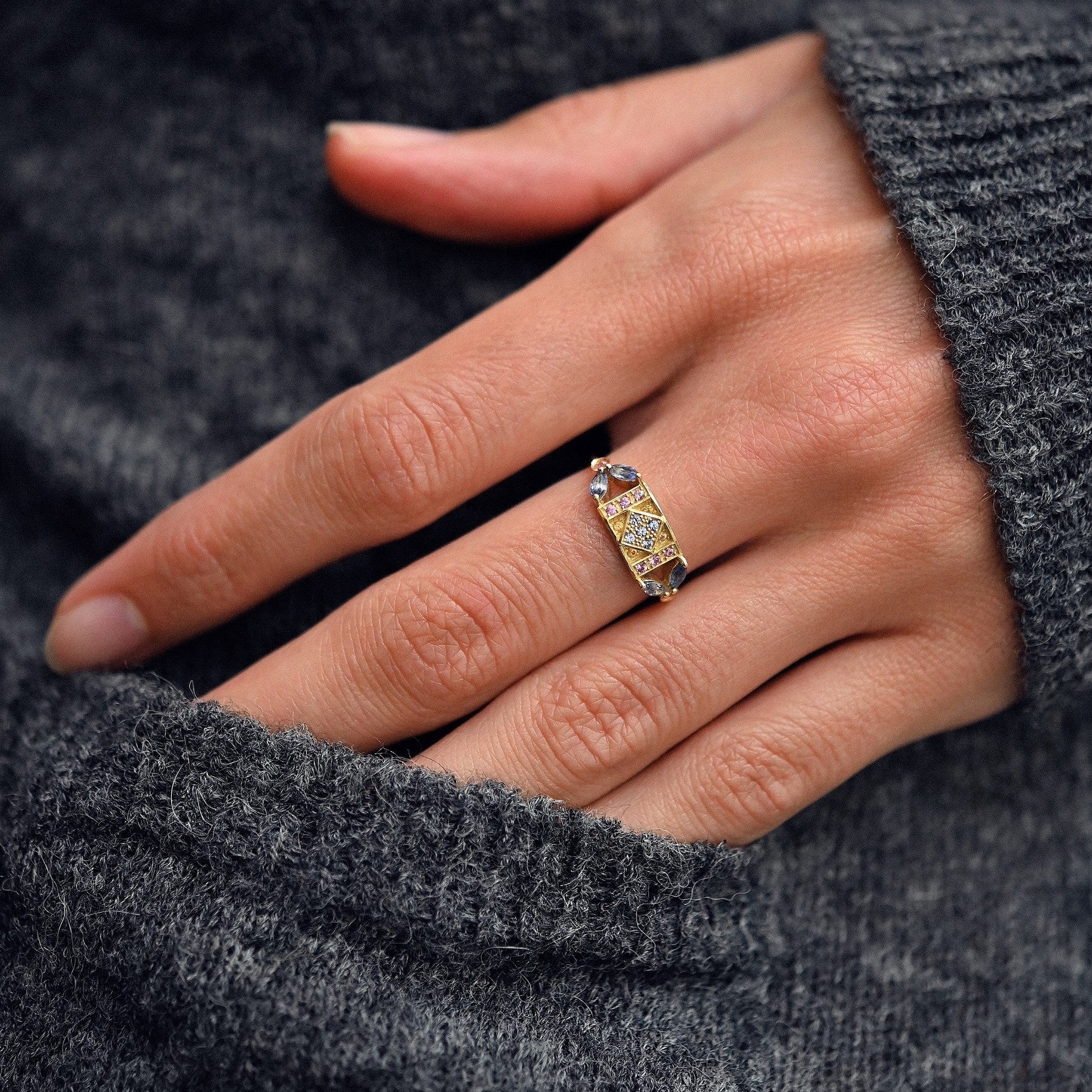 Bague Ava 2 Bleue Sophie d'Agon