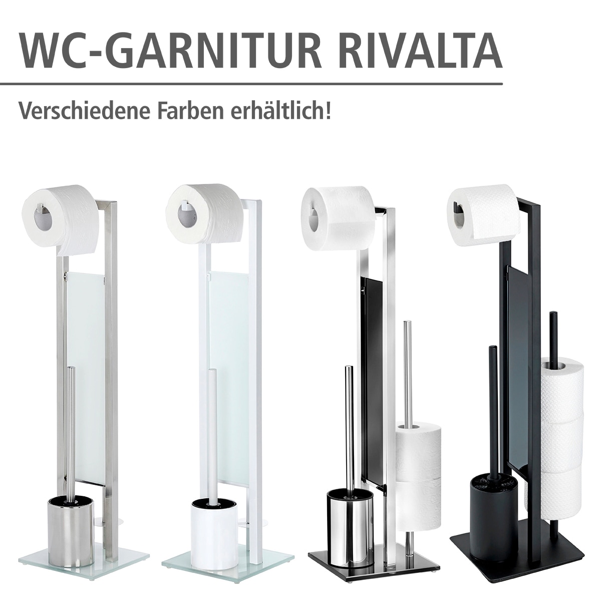 WENKO WC-Garnitur »Rivalta« aus Edelstahl integrierter Toilettenpapierhalter und WC-Bürstenhalter