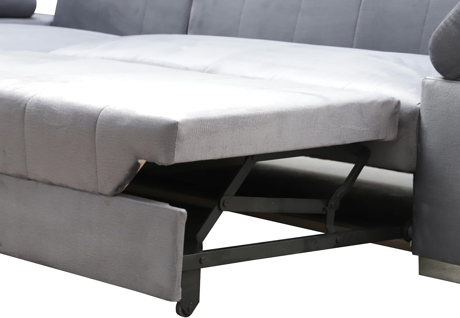 Ecksofa OTTO, Eckcouch mit Schlaffunktion, Federkern, Verstellbare Kopfstützen, Einfacher Klappmechanismus, Bettfunktion, Zusätzlicher Stauraum, Plüsch Anthrazit, Rechts