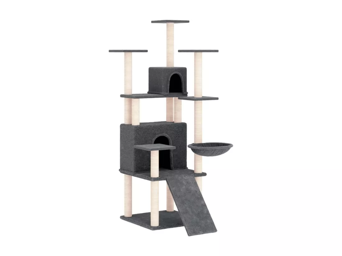 Arbre à chat avec griffoirs en sisal Gris foncé 154 cm