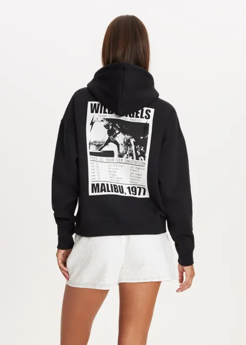 Hoodie met print tour zwart (ZWART)