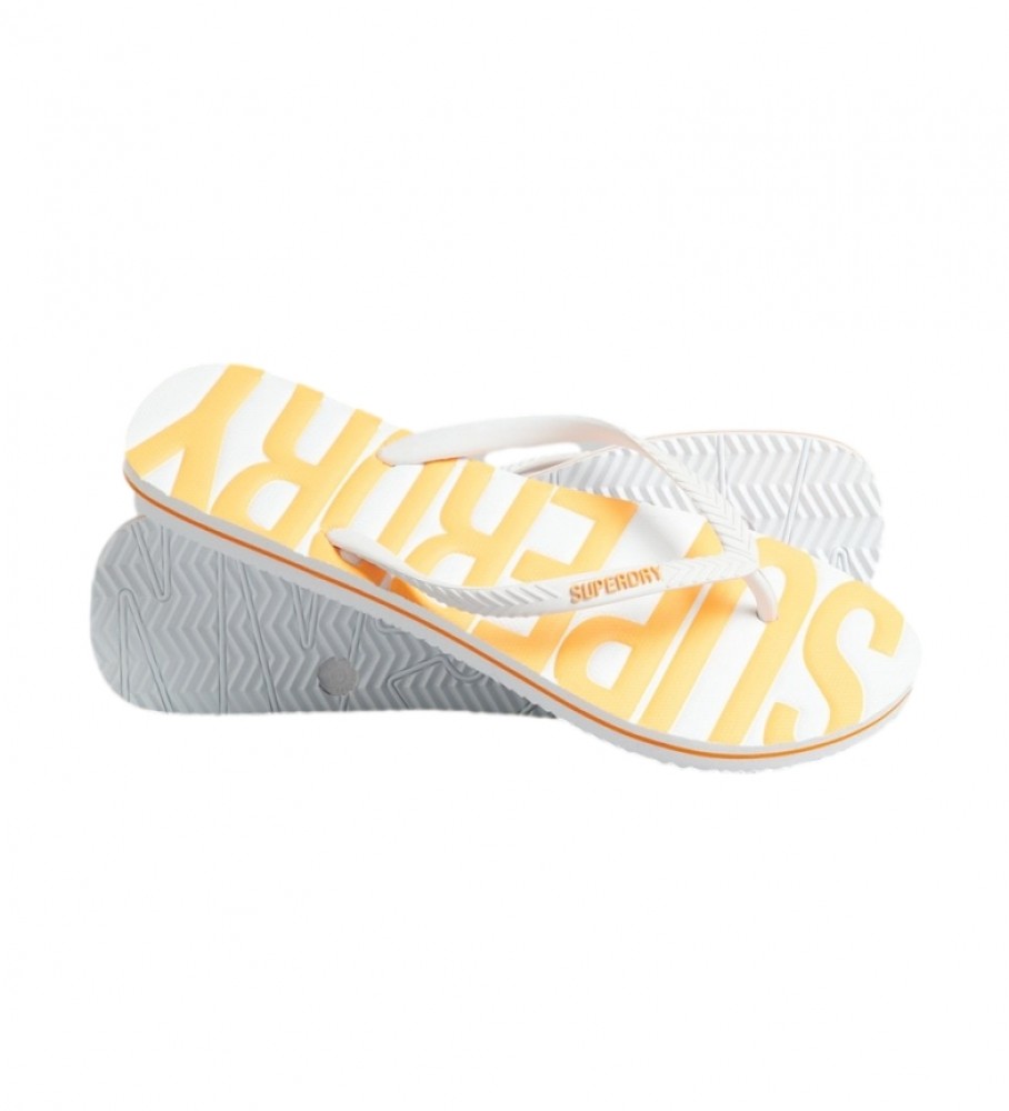 Chinelo vegano Superdry com logo vintage, branco.
