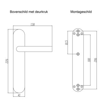 Gamma deurkruk set Zagreb ovaal blind schild zwart RVS
