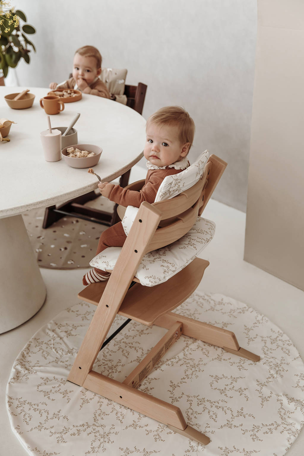knoeimat Branches 110 cm beige/wit