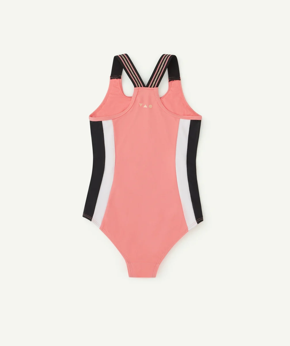 MAILLOT DE BAIN FILLE AVEC BANDES ET MESSAGE COULEUR DORÉE