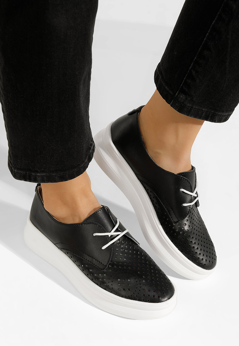 Chaussures casual femme en cuir noirs Seirra