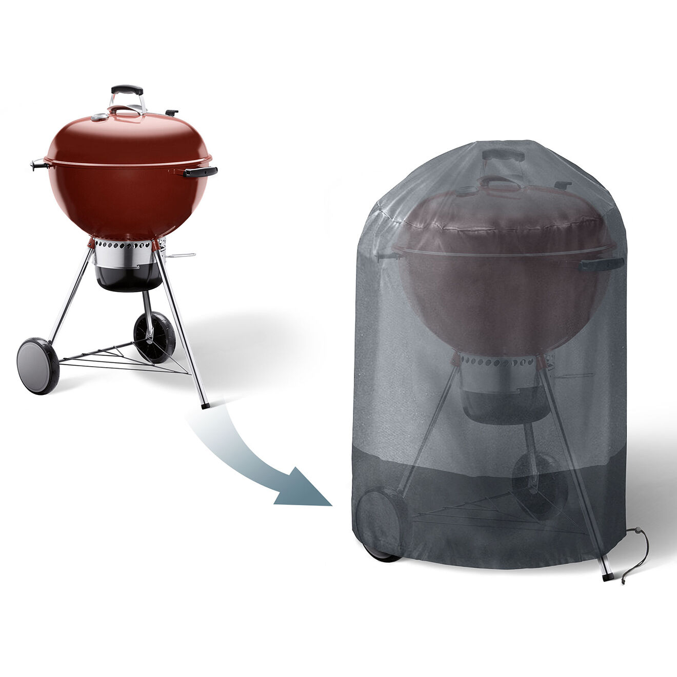 Pratik Garden Housse de protection pour barbecue rond gris/noir - 70x80 cm