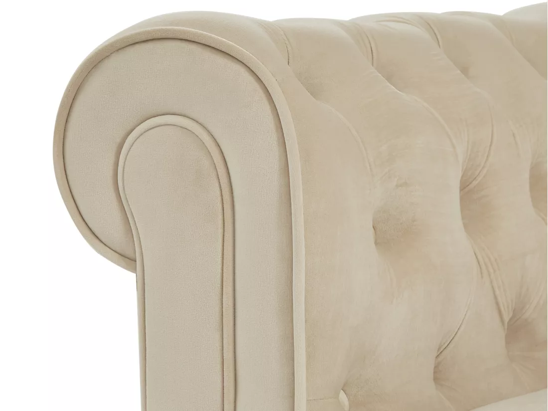 Fauteuil en velours beige CHESTERFIELD