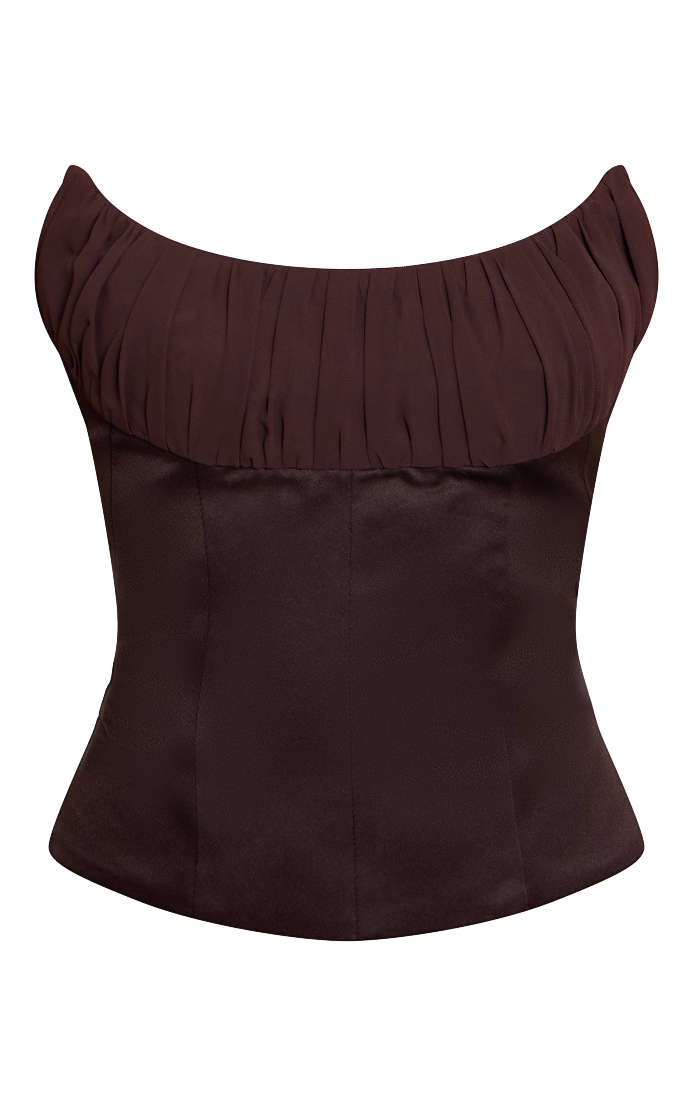 Dark Chocolate Corset Bustier Bandeau En Mousseline