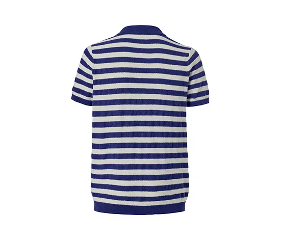 Leinen-Poloshirt, offwhite-navy gestreift