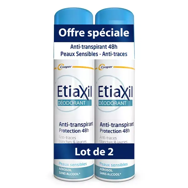 Etiaxil Déodorant Anti-Transpirant Protection 48h Aérosol Lot de 2 x 150ml