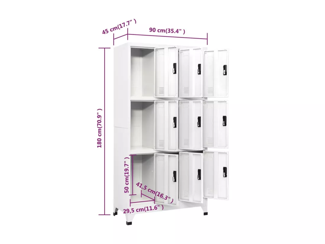 Armoire à casiers Blanc 90x45x180 cm Acier