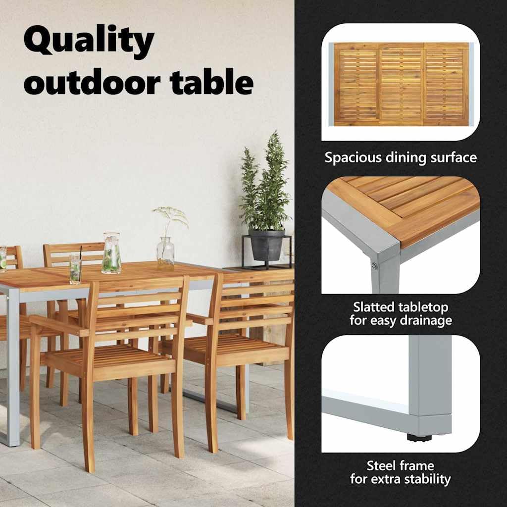 vidaXL Gartentisch Grau 140 x 80 x 75 cm Massivholz Akazie, Garten und Terrasse, moderner Esstisch aus Hartholz, robuste Außenmöbel aus Akazie, stylische Terrasse, minimalistisches Design
