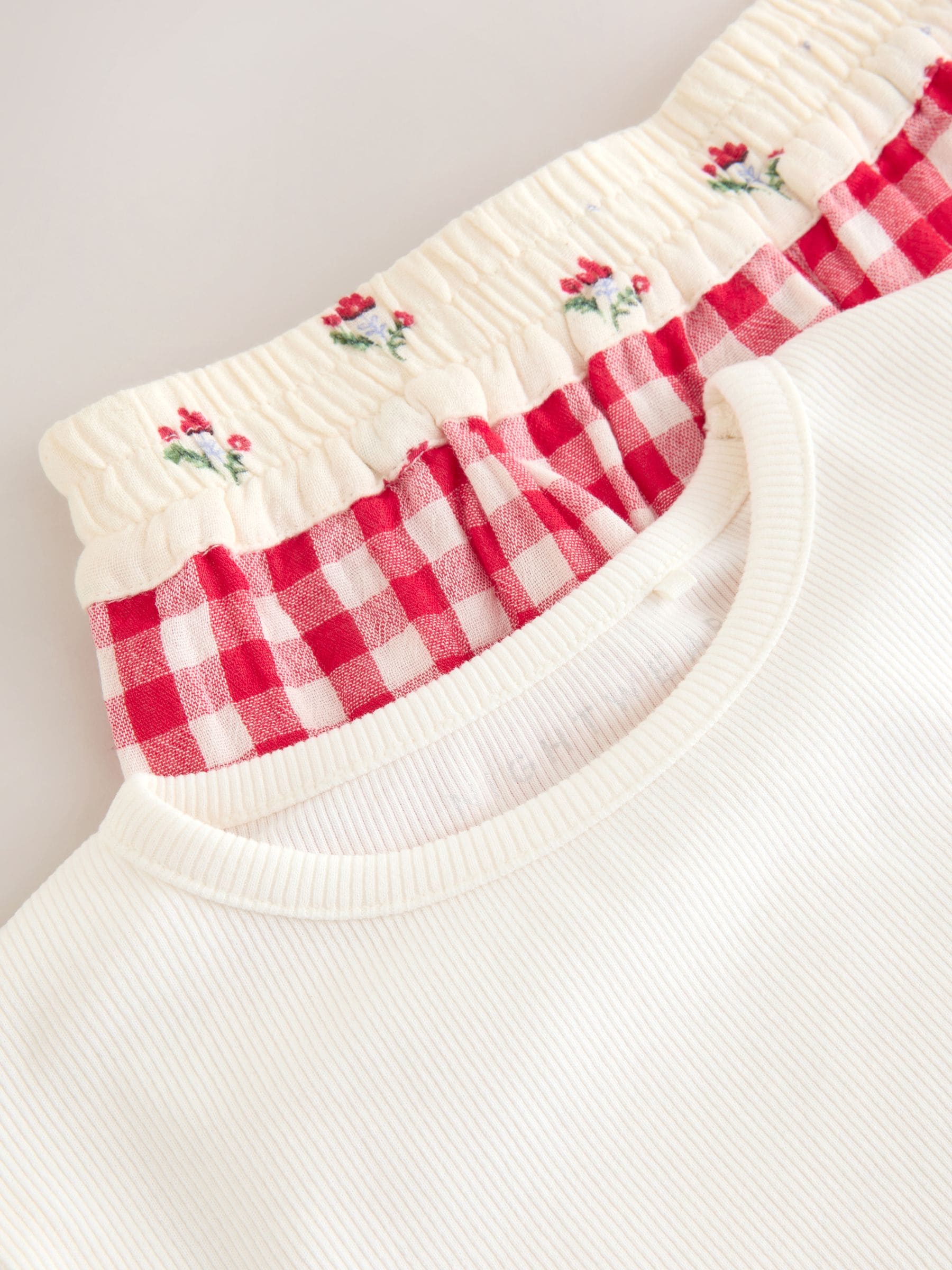 Red/Ecru Gingham - Wide Leg Pyjamas (3-16yrs)