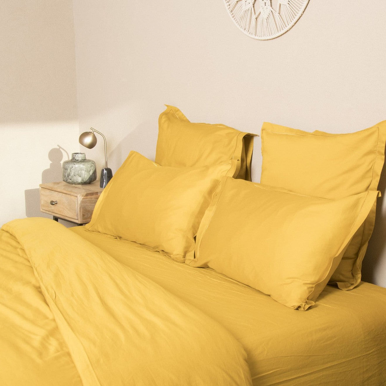 Febronie Housse de couette en Satin de Coton Julia jaune