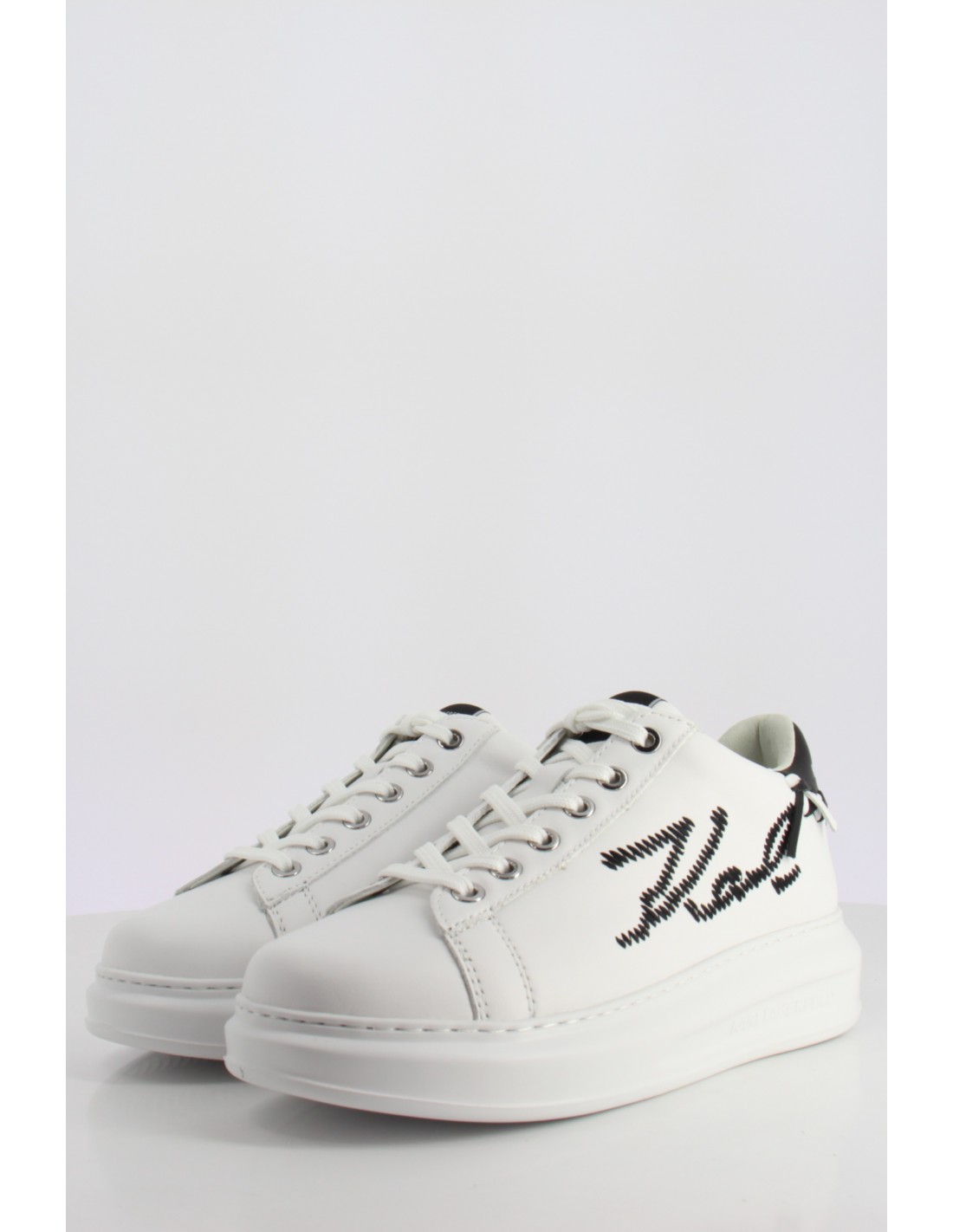 karl lagerfeld Baskets de ville Femme Kapri Whipstitch Lo Lace Cuir Blanc/Noir
