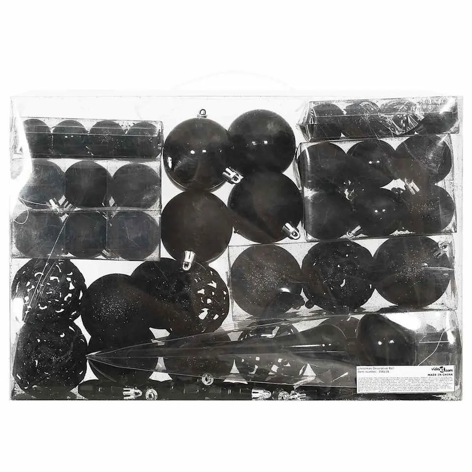 vidaXL - Kerstballenset - Zwart - Polystyreen