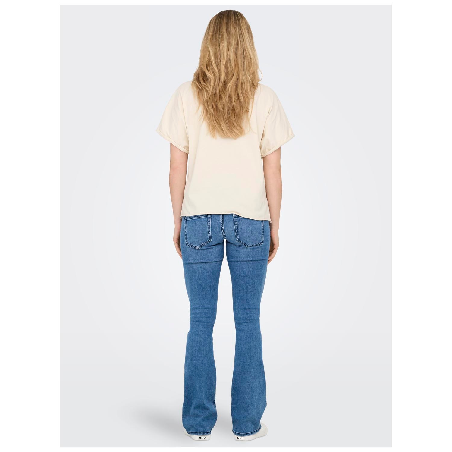 ONLY zwangerschaps T-shirt korte mouwen printopdruk beige