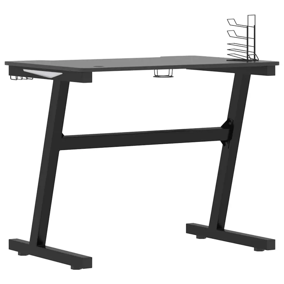 vidaXL - Led-gamingbureau - Zwart - Bewerkt hout - 90 x 60 x 75 cm