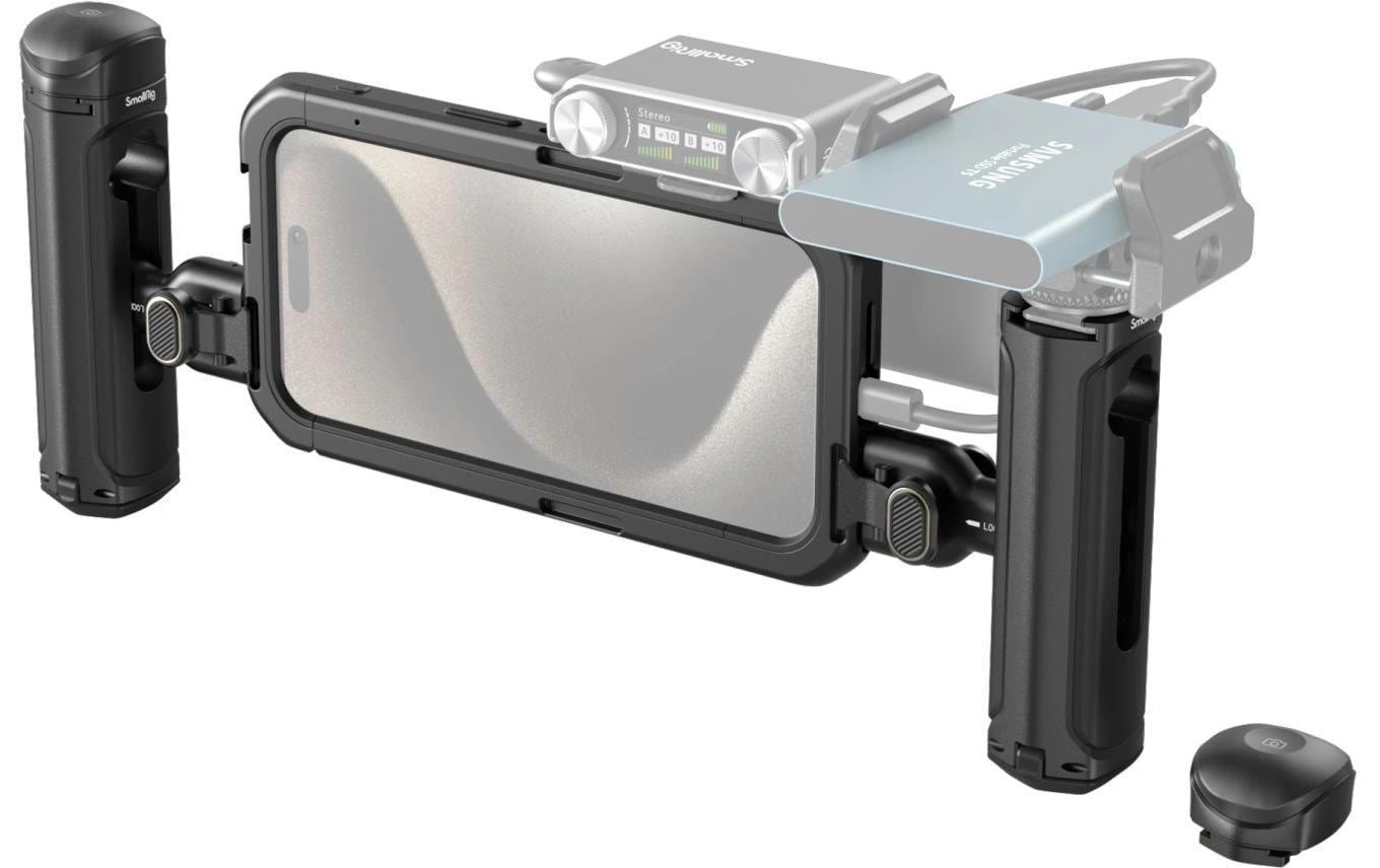 Cage für iPhone 15 Pro<br>Dual Handheld Mobiles Video Kit